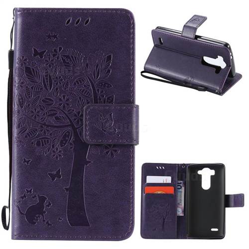 Embossing Butterfly Tree Leather Wallet Case for LG G3 Beat Mini G3S D725 D722 D729 B2mini - Purple