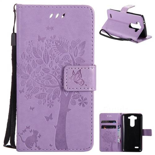 Embossing Butterfly Tree Leather Wallet Case for LG G3 Beat Mini G3S D725 D722 D729 B2mini - Violet