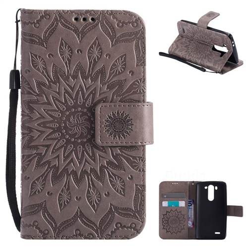 Embossing Sunflower Leather Wallet Case for LG G3 Beat Mini G3S D725 D722 D729 B2mini - Gray