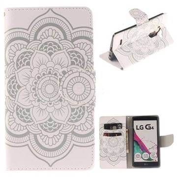 White Flowers PU Leather Wallet Case for LG G4 H810 VS999 F500