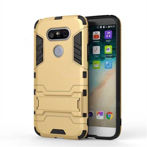 Armor Premium Tactical Grip Kickstand Shockproof Dual Layer Rugged Hard Cover for LG G5 - Golden