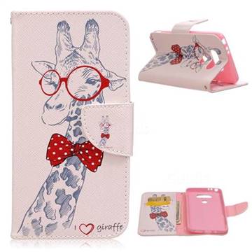 Glasses Giraffe Leather Wallet Case for LG G5