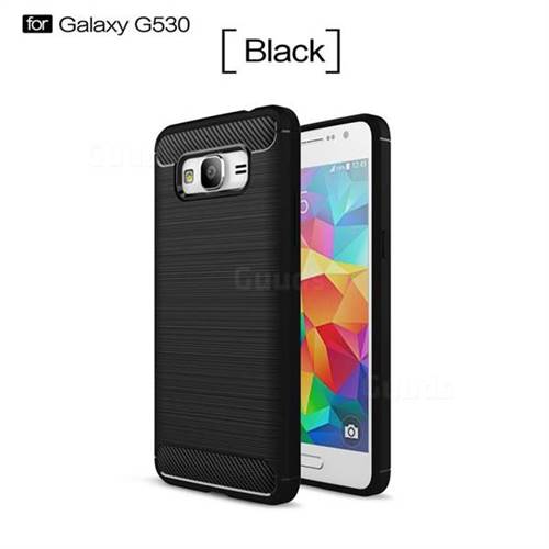 Luxury Carbon Fiber Brushed Wire Drawing Silicone TPU Back Cover for Samsung Galaxy Grand Prime G530 (Black)