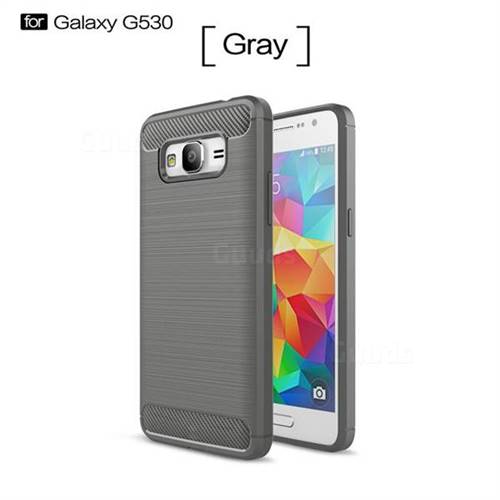 Luxury Carbon Fiber Brushed Wire Drawing Silicone TPU Back Cover for Samsung Galaxy Grand Prime G530 (Gray)