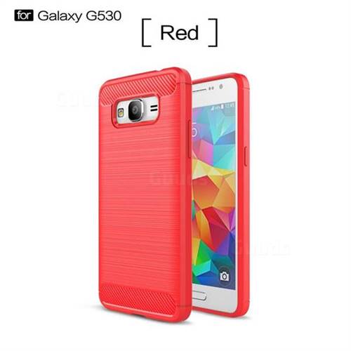 Luxury Carbon Fiber Brushed Wire Drawing Silicone TPU Back Cover for Samsung Galaxy Grand Prime G530 (Red)