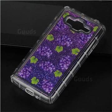 Purple Grape Glassy Glitter Quicksand Dynamic Liquid Soft Phone Case for Samsung Galaxy Grand Prime G530