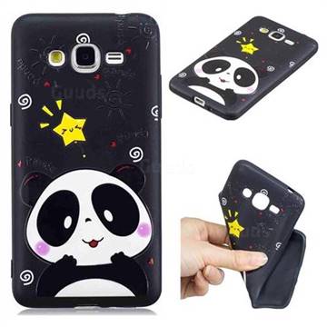 Cute Bear 3D Embossed Relief Black TPU Cell Phone Back Cover for Samsung Galaxy Grand Prime G530