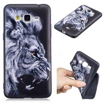 Lion 3D Embossed Relief Black TPU Cell Phone Back Cover for Samsung Galaxy Grand Prime G530