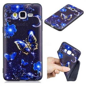 Phnom Penh Butterfly 3D Embossed Relief Black TPU Cell Phone Back Cover for Samsung Galaxy Grand Prime G530