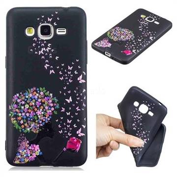 Corolla Girl 3D Embossed Relief Black TPU Cell Phone Back Cover for Samsung Galaxy Grand Prime G530