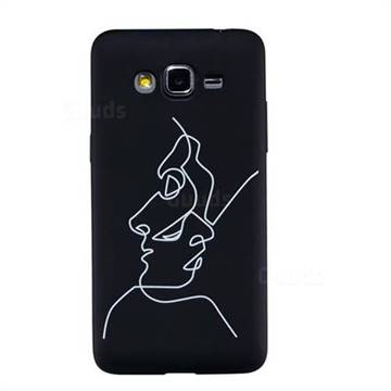 Human Face Stick Figure Matte Black TPU Phone Cover for Samsung Galaxy Grand Prime G530
