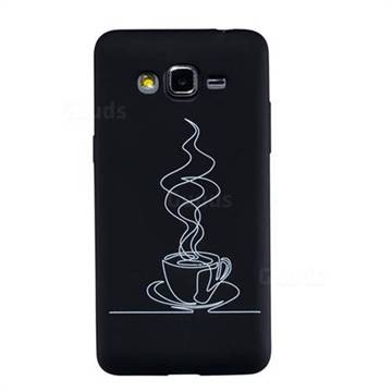 Coffee Cup Stick Figure Matte Black TPU Phone Cover for Samsung Galaxy Grand Prime G530