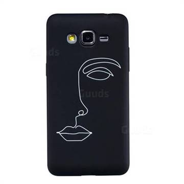 Half face Stick Figure Matte Black TPU Phone Cover for Samsung Galaxy Grand Prime G530