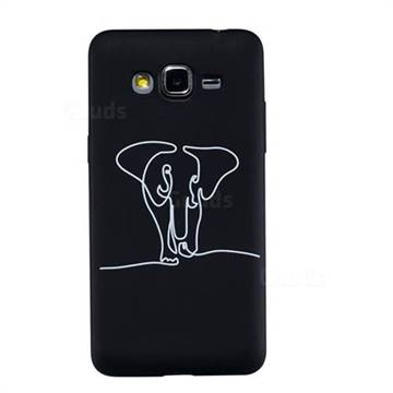 Elephant Stick Figure Matte Black TPU Phone Cover for Samsung Galaxy Grand Prime G530