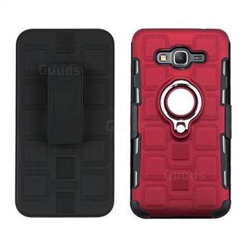 3 in 1 PC + Silicone Leather Phone Case for Samsung Galaxy Grand Prime G530 - Red