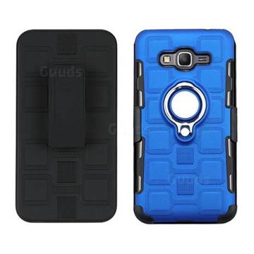3 in 1 PC + Silicone Leather Phone Case for Samsung Galaxy Grand Prime G530 - Dark Blue