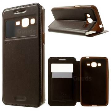 Roar Korea Noble View Leather Flip Cover for Samsung Galaxy Grand Prime G530 G530H - Brown