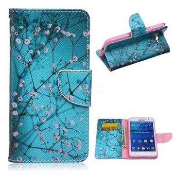 Blue Plum Leather Wallet Case for Samsung Galaxy Grand Prime G530 G530H