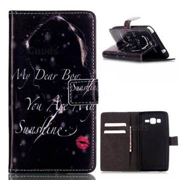 Red Lips Girl Leather Wallet Case for Samsung Galaxy Grand Prime G530 G530H