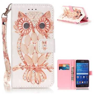 Shell Owl 3D Painted Leather Wallet Case for Samsung Galaxy Grand Prime G530