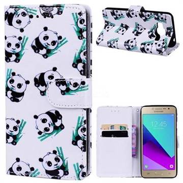 Bamboo Panda 3D Relief Oil PU Leather Wallet Case for Samsung Galaxy Grand Prime G530