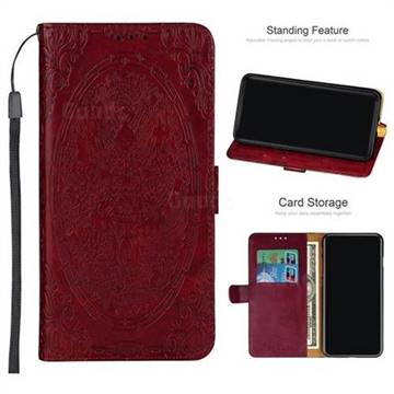 Intricate Embossing Dragon Totem Leather Wallet Case for Samsung Galaxy Grand Prime G530 - Red