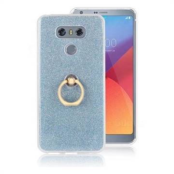 Luxury Soft TPU Glitter Back Ring Cover with 360 Rotate Finger Holder Buckle for LG G6 - Blue
