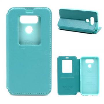 Roar Korea Noble View Leather Flip Cover for LG G6 - Cyan