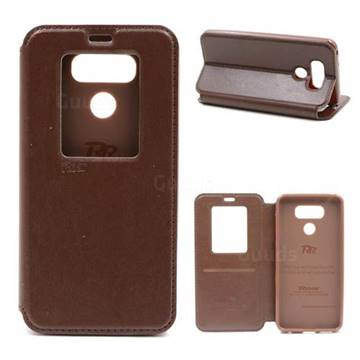 Roar Korea Noble View Leather Flip Cover for LG G6 - Brown
