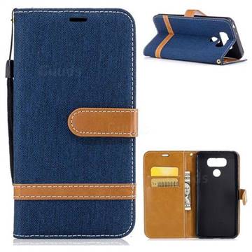 Jeans Cowboy Denim Leather Wallet Case for LG G6 - Dark Blue