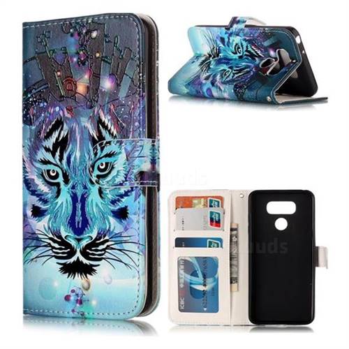 Ice Wolf 3D Relief Oil PU Leather Wallet Case for LG G6