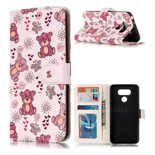 Cute Bear 3D Relief Oil PU Leather Wallet Case for LG G6