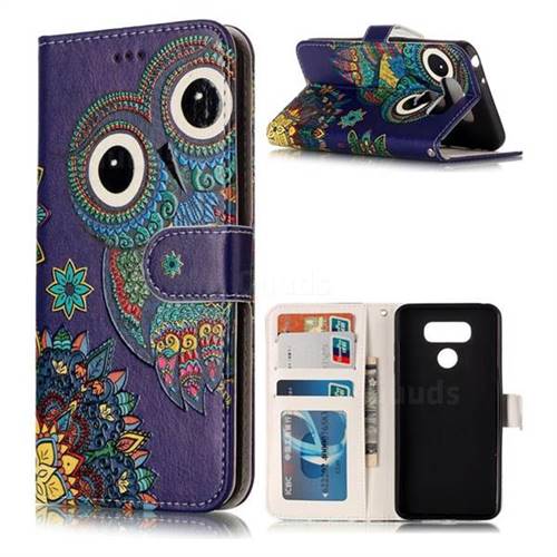 Folk Owl 3D Relief Oil PU Leather Wallet Case for LG G6
