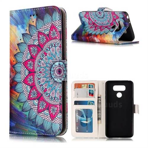 Mandala Flower 3D Relief Oil PU Leather Wallet Case for LG G6