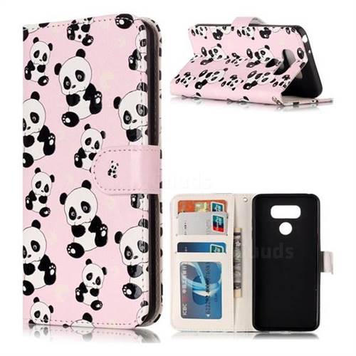 Cute Panda 3D Relief Oil PU Leather Wallet Case for LG G6