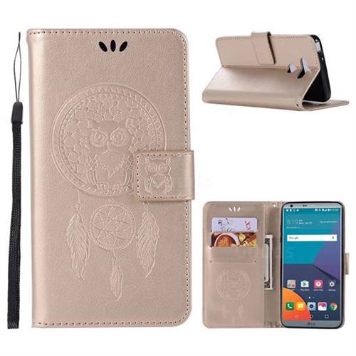 Intricate Embossing Owl Campanula Leather Wallet Case for LG G6 - Champagne