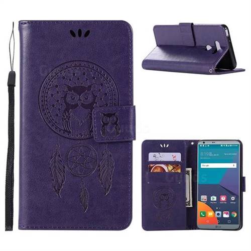 Intricate Embossing Owl Campanula Leather Wallet Case for LG G6 - Purple