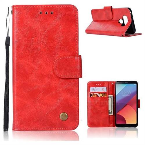 Luxury Retro Leather Wallet Case for LG G6 - Red