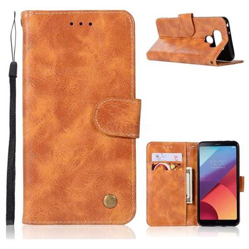 Luxury Retro Leather Wallet Case for LG G6 - Golden