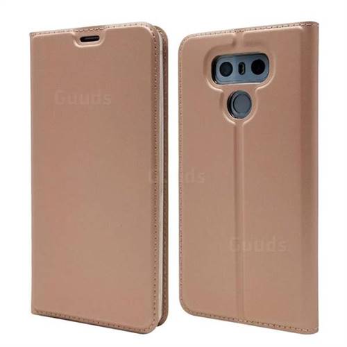 Ultra Slim Card Magnetic Automatic Suction Leather Wallet Case for LG G6 - Rose Gold