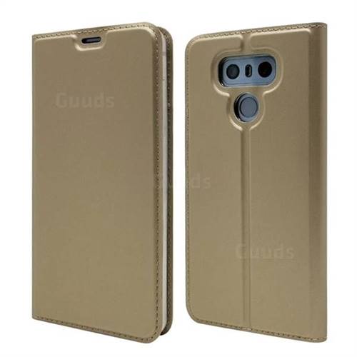 Ultra Slim Card Magnetic Automatic Suction Leather Wallet Case for LG G6 - Champagne