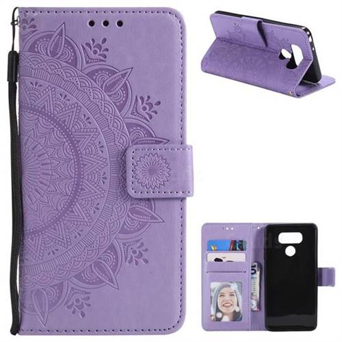 Intricate Embossing Datura Leather Wallet Case for LG G6 - Purple
