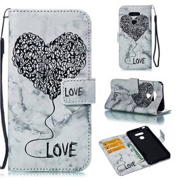 Marble Heart PU Leather Wallet Phone Case for LG G6 - Black