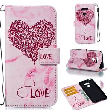 Marble Heart PU Leather Wallet Phone Case for LG G6 - Red