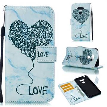 Marble Heart PU Leather Wallet Phone Case for LG G6 - Blue