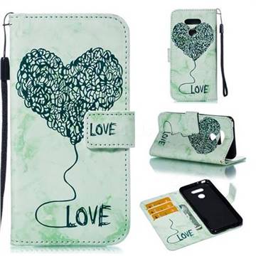 Marble Heart PU Leather Wallet Phone Case for LG G6 - Green
