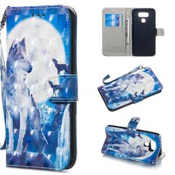 Ice Wolf 3D Painted Leather Wallet Phone Case for LG G6