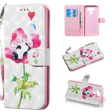 Flower Panda 3D Painted Leather Wallet Phone Case for LG G6