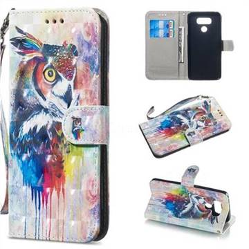 Watercolor Owl 3D Painted Leather Wallet Phone Case for LG G6