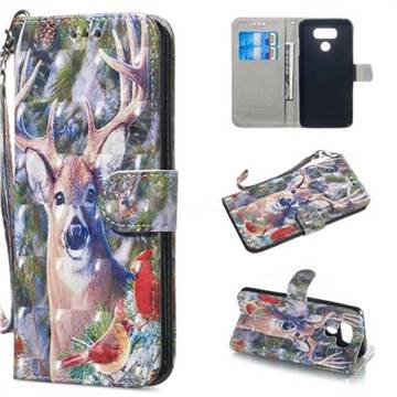 Elk Deer 3D Painted Leather Wallet Phone Case for LG G6